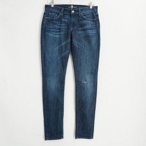 7 Seven For All Mankind Womens Jeans Roxanne Mid Rise Slim Blue Denim Size 28